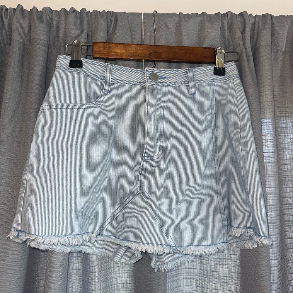 Striped Denim Mini Skort